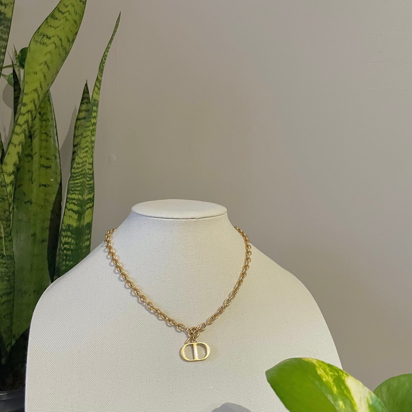 Christian Dior CD Gold Chain Necklace | Reworked Vintage